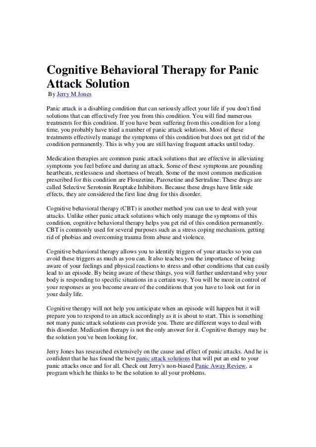 cbt for panic attacks documents needed